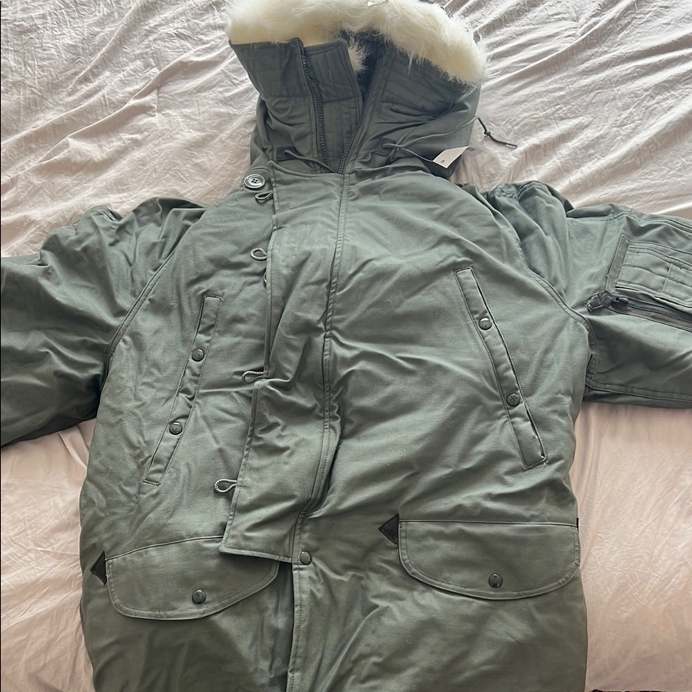 USAF Military Green Extreme Cold Parka with Fur Hood